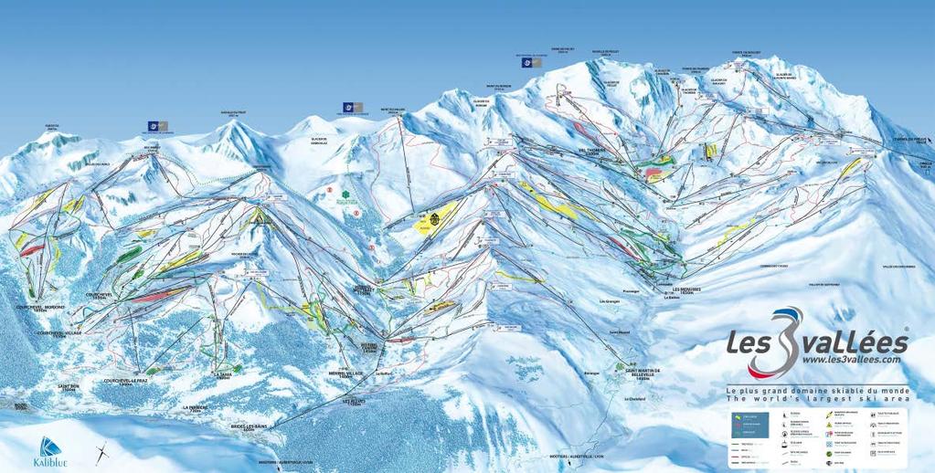 Informationen Skigebiet 3 Vallées Pistenkilometer 600km Schlepplifte 107 leicht 312km Sessellifte 38 mittel 228km Gondeln 35 schwer 60km Schneekanonen 2286 Anzahl Skipisten 328 Gletscher 1 grün 55
