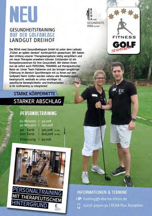 GOLFANLAGE LANDGUT DREIHOF GOLF absolute 33 Gesundheitstraining und Fitness für Golfspieler im Landgut Dreihof Im Bereich Fitness gibt es Neuigkeiten auf der Golfanlage Landgut Dreihof.