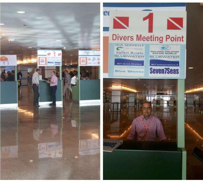 ANKUNFT/TRANSFER Ein Mitarbeiter von Golden Dolphin Safari World empfängt Dich im Flughafen Hurghada oder Marsa Alam noch vor der Passkontrolle - leicht zu erkennen an einem Schild mit dem Logo