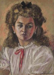 Schaefler, Fritz (Deutschland, 1888 1954). Bildnis einer jungen Frau. Aquarell über Bleistift auf Papier. Unten rechts mit Bleistift signiert.