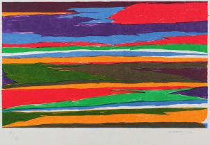 Gouache und Collage. Unten rechts mit Bleistift signiert und datiert. 50:65 cm. 500. /700. 2286. Friesz, Emile Othon (Frankreich, 1879 1949). Landschaft mit Ruine.