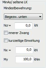 Rissbreitennachweis EN 1992 Lastbeanspruchung-Mindestbewehrung Äußere Belastung Die Schnittkräfte müssen der für den Rissbreitennachweis maßgebenden Einwirkungskombination (siehe