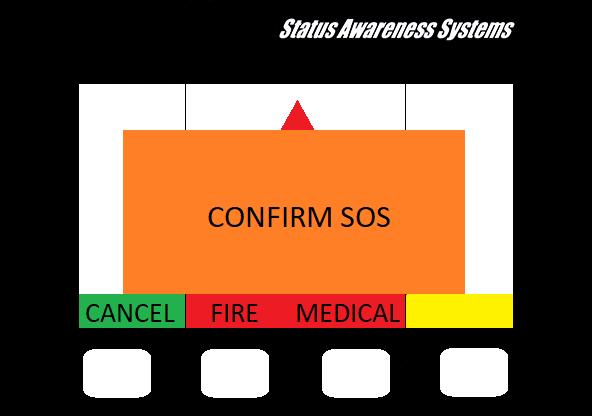 Seite 7 BILD 8- Wenn die manuelle SOS Taste gedrückt wird, müssen Sie bestätigen, ob es sich um Feuer (FIRE) oder um einen medizinischen Notfall (MEDICAL) handelt.