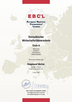 Bildungsstandard EBC*L International anerkanntes Wirtschaftszertifikat