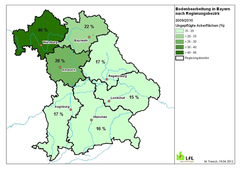 Anteil nicht gepflügter Ackerflächen in Bayern 2009/10 Quelle: Bayerisches