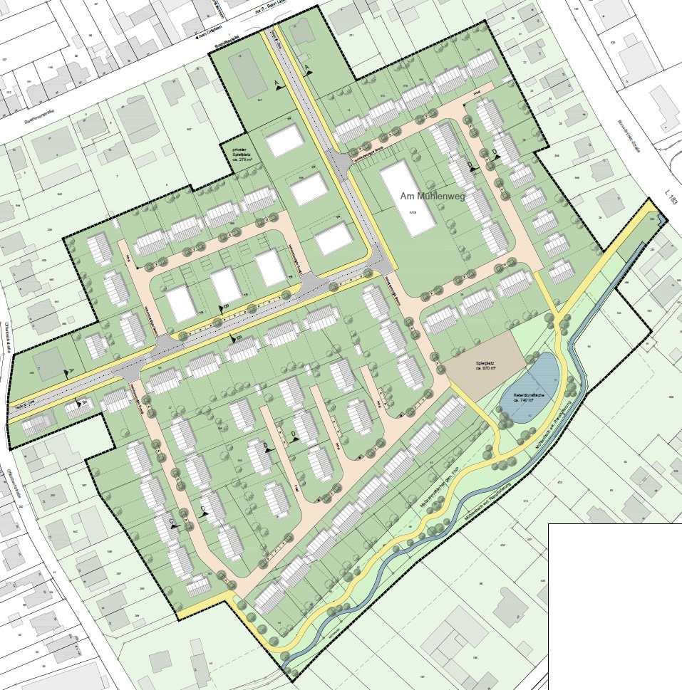 Beispiele für Siedlungsdichte in aktuellen Baugebieten in Bornheim: