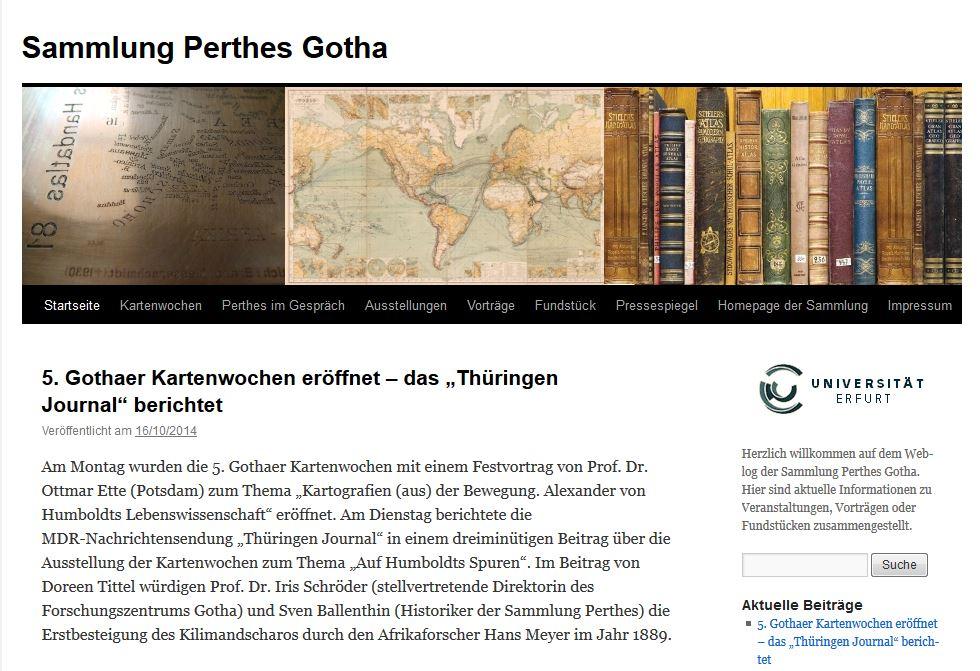 Weblog der Sammlung Perthes Gotha - Aktuelle Informationen zu Veranstaltungen
