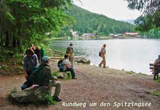 Wanderer der schwächeren Gruppe und gesellten uns dazu. Diese Gruppe war von der Bergstation der Taubensteinbahn zum Taubensteinhaus abgestiegen und hatte dort Mittagspause gemacht.