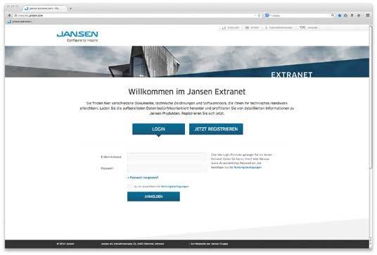 Extranet Extranet Extranet Weitere Informationen sind unter dem Internetportal zu finden. www.extranet.jansen.
