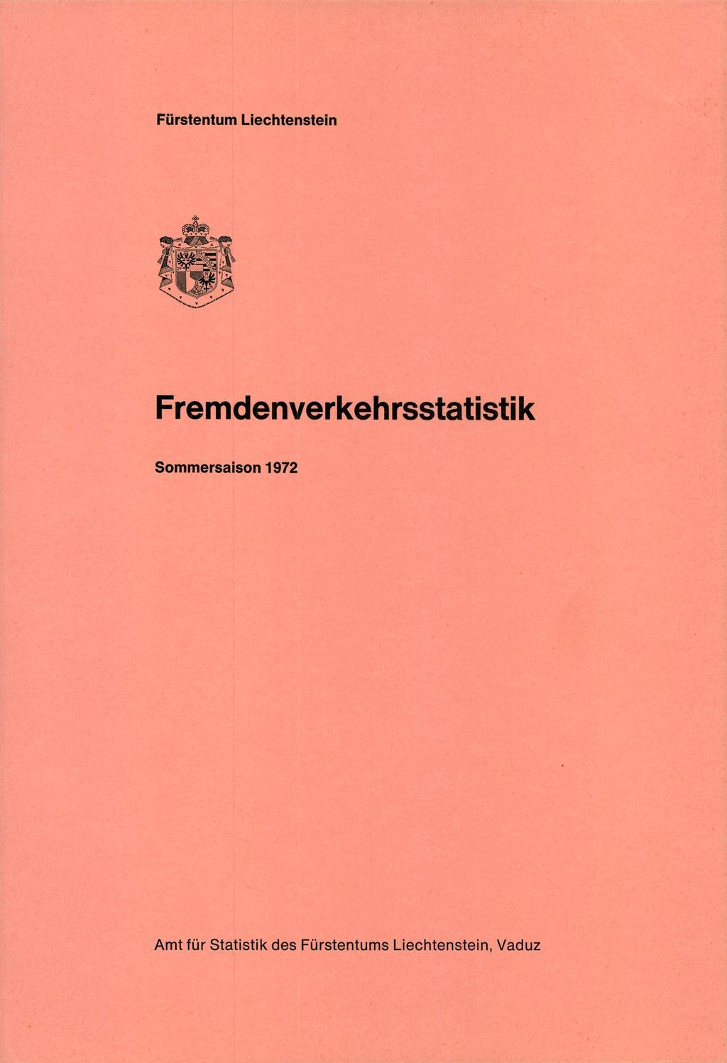 Fürstentum Liechtenstein Fremdenverkehrsstatistik
