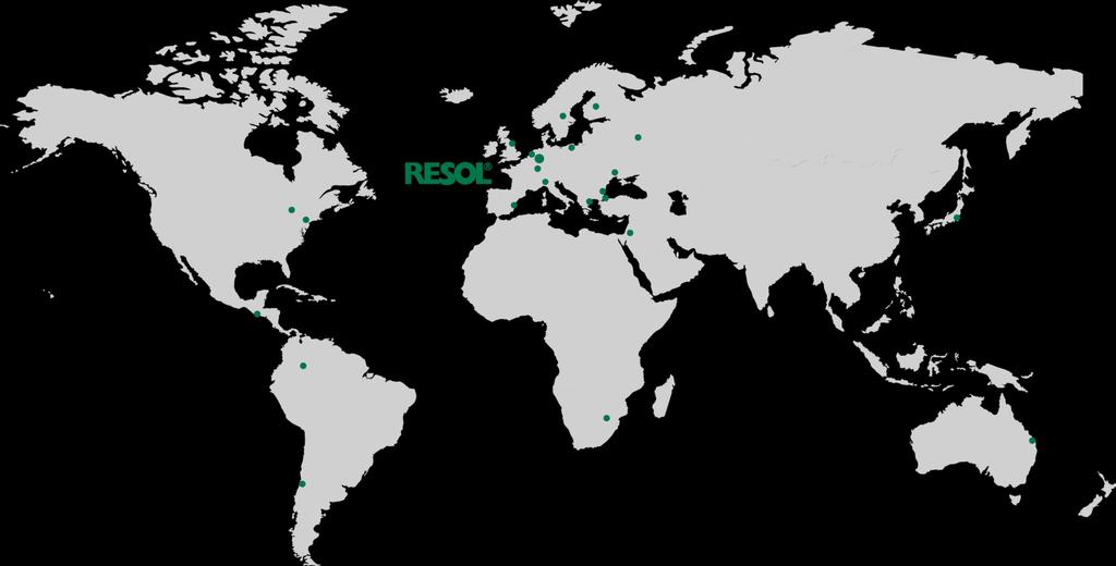 RESOL international Ansprechpartner für Vertrieb und Support in über 20 Ländern auf 5