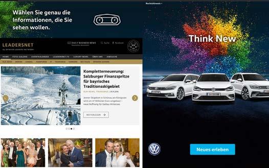 Referenzbeispiel: Volkswagen 2017 SITEBRANDING Wir passen die Startseiten und die Unterseiten von leadersnet dem Design Ihrer