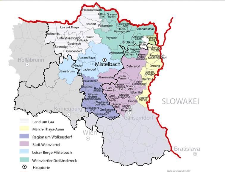 Das Projekt umfasst die Leader Region Weinviertel Ost (6 Kleinregionen/ 57 Gemeinden) Laufzeit des Projektes:
