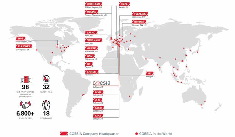 COESIA GROUP WELTWEIT Coesia ist ein Zusammenschluss global agierender Unternehmen, die innovative Branchen- und Verpackungslösungen anbieten.