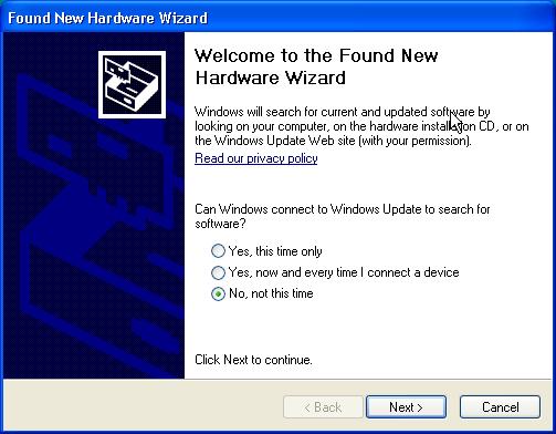 Windows XP: Wählen Sie bitte No, not this time (
