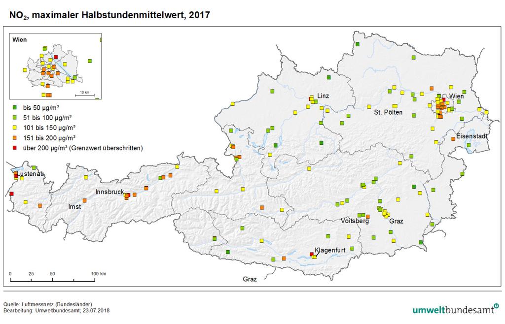 Jahresbericht Luftgütemessungen in Ö 2017 Ergebnisse der Immissionsmessungen Abbildung