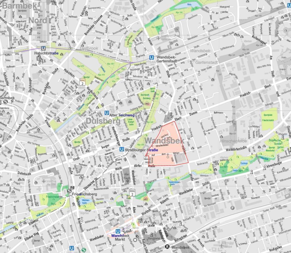 uf dem Königslande (Wandsbek, Hamburg) alysekarte: hwarzplan Umfeld: Städtebauliche Strukturen Sonderstellung U Wandsbek