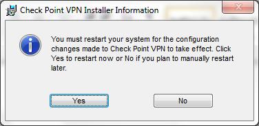 Im Installation Wizard auf Next klicken und bei dem folgendem Fenster den Punkt Endpoint Security VPN auswählen. 3. Fenster mit Yes bestätigen.