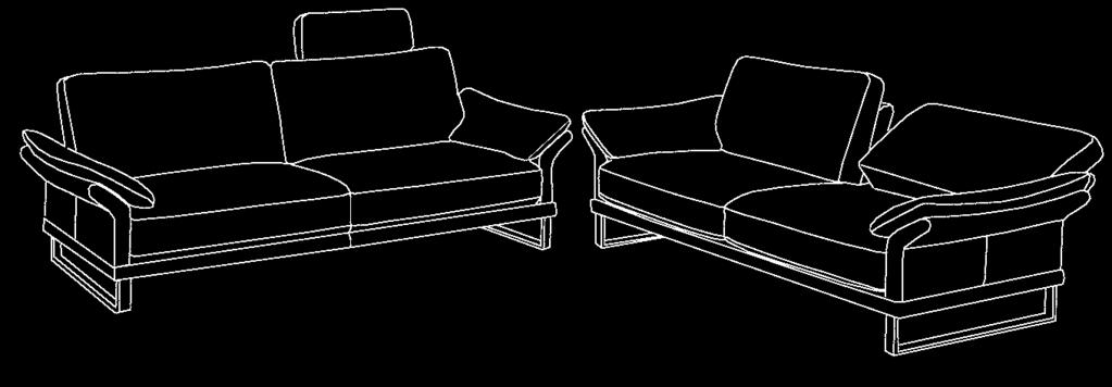 M 2015 Sofa- und Anreihprogramm in den asterbreiten 75 85 95, optional mit klappbarer ückenlehne, Steckkopfstütze mit asterfunktion, Einzelsessel und diversen ockergrößen.
