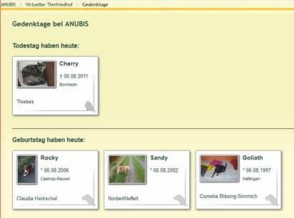 Kennen Sie schon den virtuellen Tierfriedhof von ANUBIS? www.anubis-virtueller-tierfriedhof.de Tragen Sie sich kostenlos in den virtuellen ANUBIS-Tierfriedhof ein.