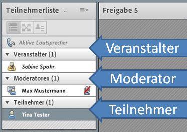 Meetingraum Rollen Veranstalter Moderator: Hören, Sprechen,