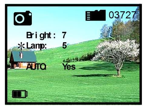 Abb. 6 Infrarot-Beleuchtung Im Beobachtungsmodus (Fotomodus) kommt man durch 2sec. Drücken der Auswahltaste #8 in das Beleuchtungsmenü.