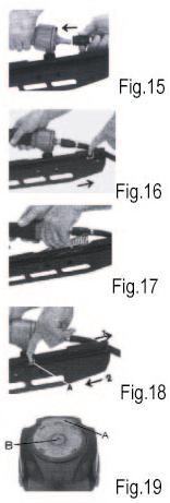 16) 3) Setzen Sie die passenden Nägel in der gewünschten Länge mit der Spitze nach unten ein. (Fig.17) 4) Entriegeln Sie die Magazinaufnahme wie in Bild (Fig.
