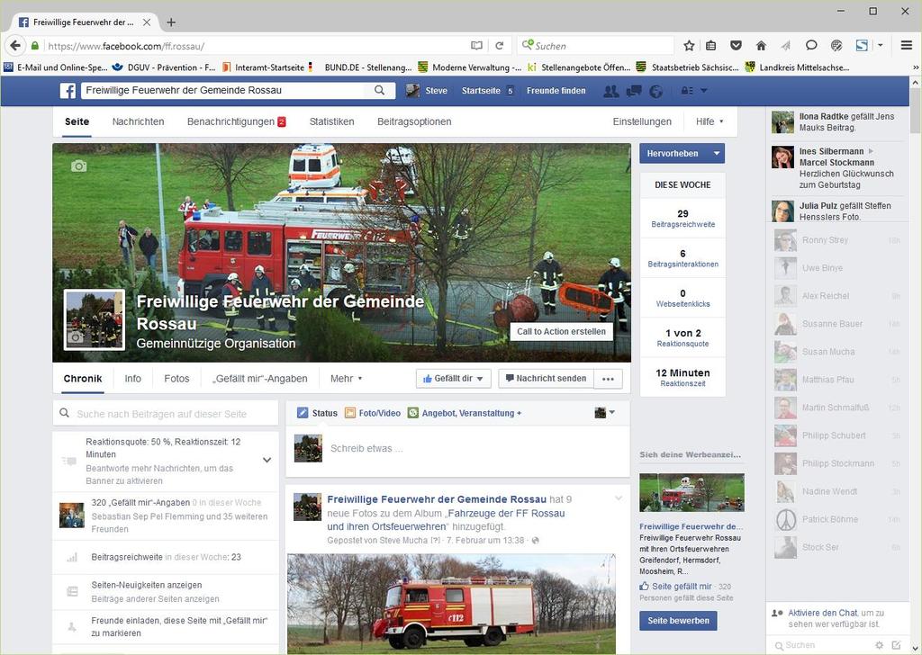 Feste organisiert durch FW-Vereine Facebook-Seite der Feuerwehr
