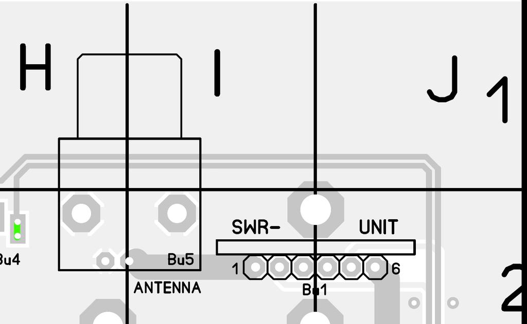 [ ] T3 RD16HHF Fehlt noch der Spannungsstabilisator für die Gate-Vorspannung IC1 [ ] IC1 78L05 Nun noch die Steckverbinder und die Abstandsbolzen: Löte die Steckverbinder 1-8 Sie werden von unten in