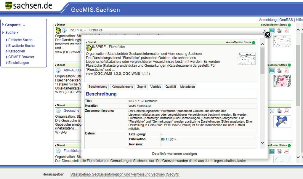 Das GeoMIS.Sachsen ist unter der Internetadresse www.geomis.sachsen.de erreichbar.