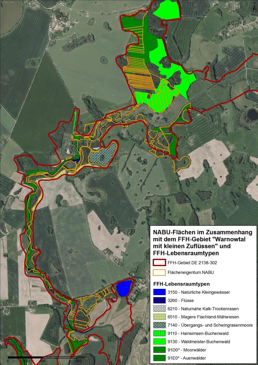Karte 2: NABU-Flächen im Zusammenhang mit dem FFH-Gebiet Warnowtal mit