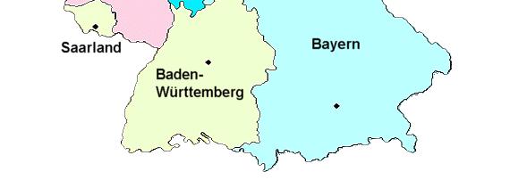 Mecklenburg-Vorpommern 11 Niedersachsen 47 Nordrhein-Westfalen 25 Hessen 16 Rheinland-Pfalz 35 Baden-Württemberg 61