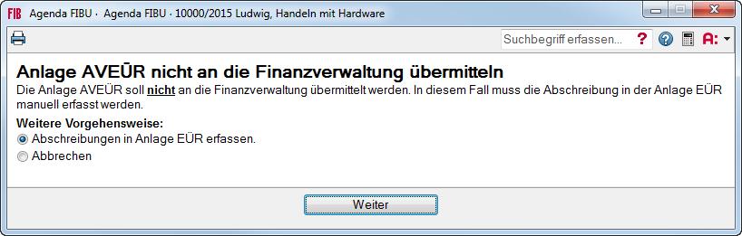 Seite 6 3.4. Anlage AVEÜR Ab dem Wirtschaftsjahr 2017 Es erfolgt eine automatische Einsteuerung der Werte aus Agenda ANLAG.