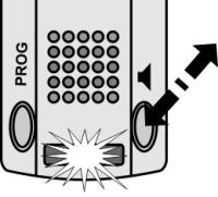Vermeiden Sie die unmittelbare Nähe von großen Metallobjekten und elektrischen Störquellen. Die Einschub-Funksendeplatine ist dem Steckdosen-Funkgong bereits zugeordnet.
