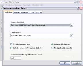 Sollten Sie nicht den original Fraunhofer- Codec zur Umwandlung in das MP3-Format auf Ihrem PC haben, so installieren Sie den freien LAME-Codec (http://lame.sourceforge.net/index.php).