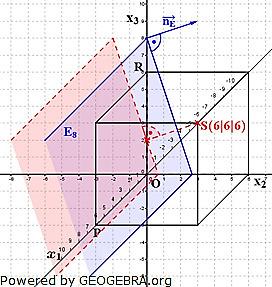 Abituraufgaben Analytische Geometrie Wahlteil 213 BW Lösung B1 Lösungslogik a) Zum Einzeichnen der Ebene bilden wir die Achsenabschnittsform, um die Spurpunkte abzulesen.