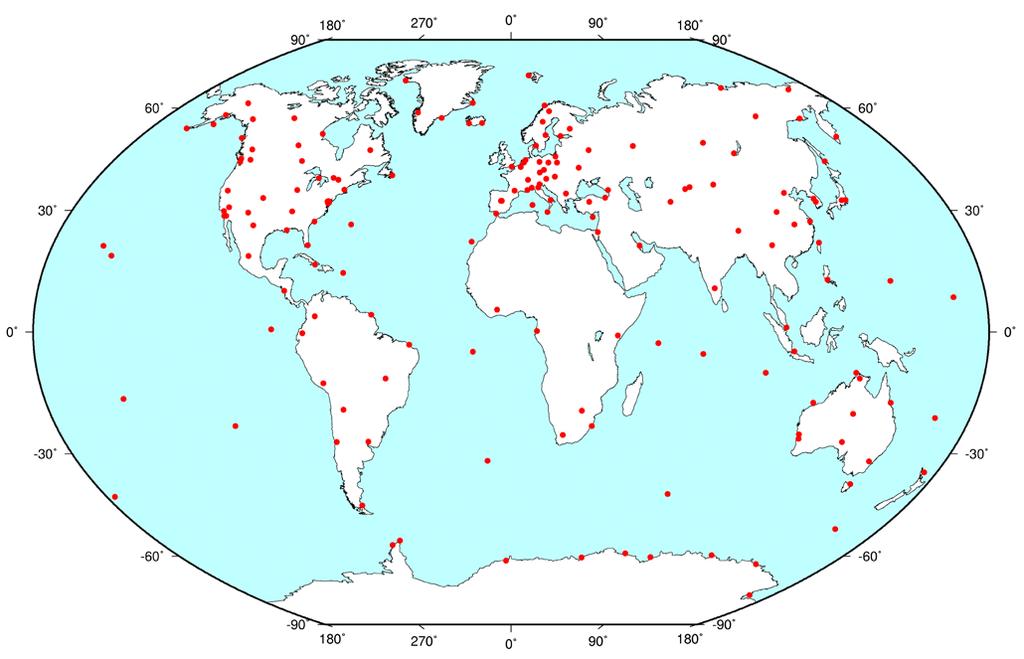 Langsame Prozesse: Analyse der globalen GPS-Daten 11 Jahre Daten: 1994 2005; globales Netz von 200 Stationen 3500 Parameter und 500 000 Beobachtungen pro Tag Verarbeitung in 1 Woche