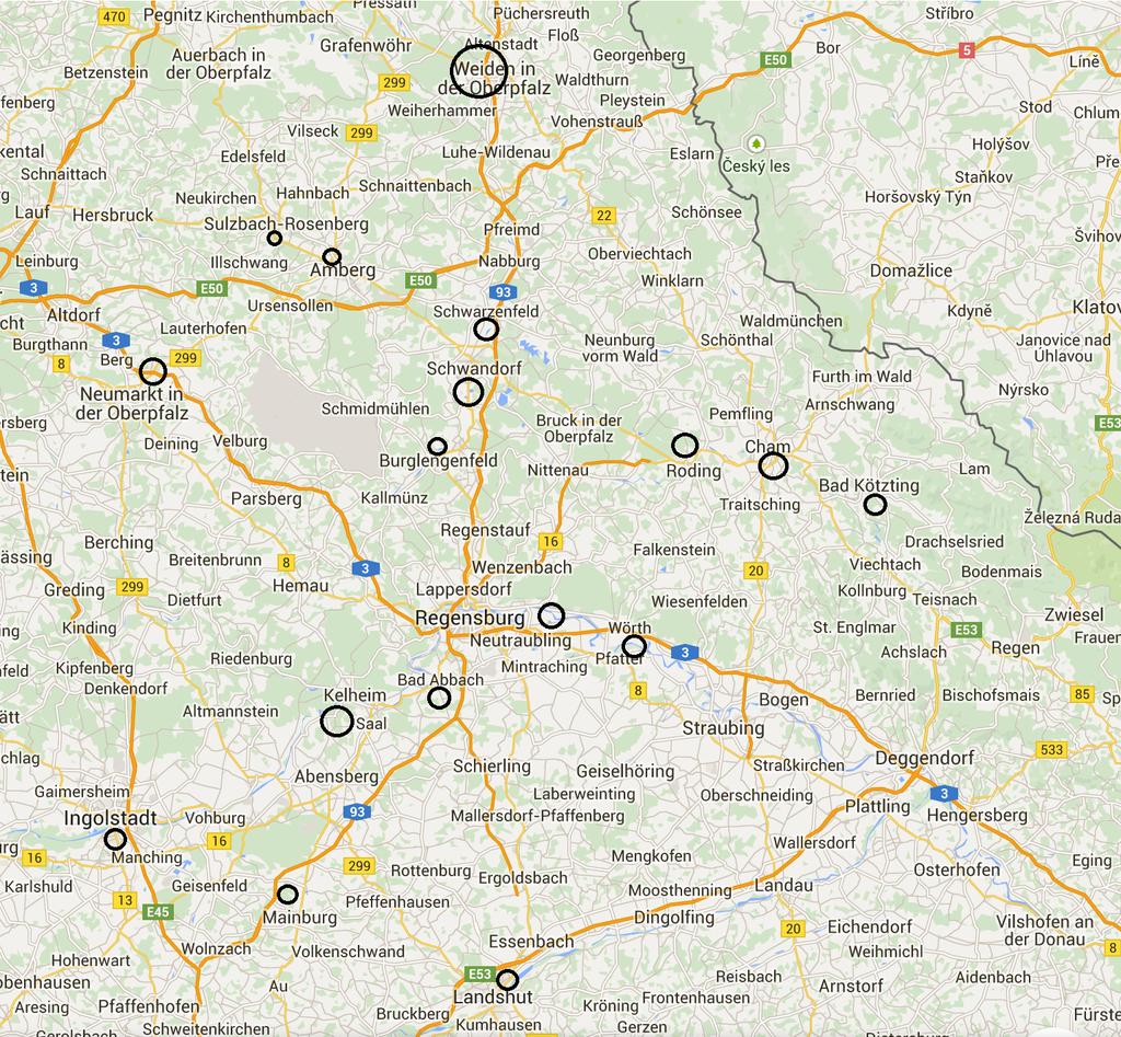 8). Demgegenüber war das Ziel bei 1011 (57,38%) Transporten direkt in Regensburg.