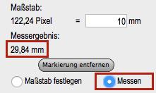 Es handelt sich um die Summe aller blauen Linien auf Ihrem Bild. 1.3.1.4.15 Markierung entfernen (Neue Messung) Drücken Sie den Knopf Markierung entfernen.