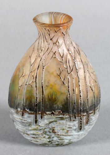poliert, H: 29,5 cm Katalog-Nr: 279 Katalog-Preis: 280 Kleine Legras-Vase, signiert, Frankreich, 1900-14 Auenwald