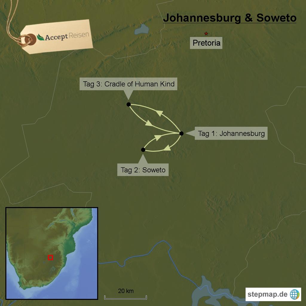 Bei diesem dreitägigen Reisebaustein erleben Sie Südafrikas Metropole Johannesburg hautnah.