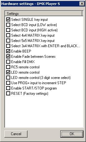 DMX-Player S 10 Ausführen einer Scene nach dem Einschalten Nach dem Einschalten kann eine bestimmte Scene wiedergegeben werden.
