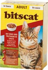 Dauertiefpreise ADULT Futter in Sauce für ausgewachsene Katzen in Sauce 12 100 g bitscat.