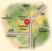 Lage der Frankenfarm direkt an der A9 Ausfahrt Himmelkron / Bad Berneck Betreibergesellschaft