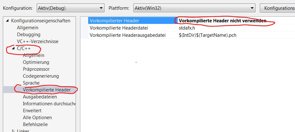 Erstellung einer Konsolenanwendung für Visual Studio 2017 (3) Wählen Sie nun den Reiter C/C++ aus und