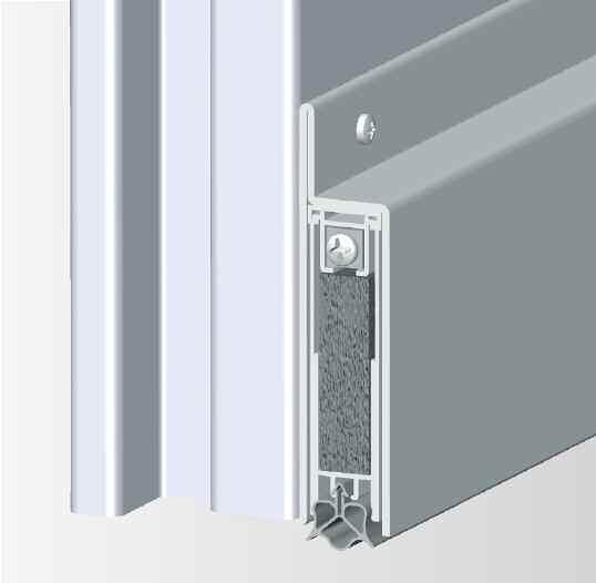 SCHALL-EX JUMBO ZUM AUFSCHRAUBEN Schallhemmende automatische Dichtung für Türen und Tore mit extremen Luftspalten bis 50 mm. Auch für Rauch- und Brandschutztüren.