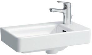H8169614001041 Handwaschbecken, asymmetrisch, unterbaufähig, wandmontiert mit 1 Hahnloch und