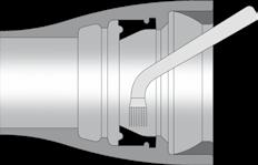 TRANSPORT UND EINBAU Einlegen des Dichtrings richtig Den Klemmring so weit wie möglich in Richtung Muffenstirn ziehen und anschließend die Schrauben mit 60 Nm festziehen.