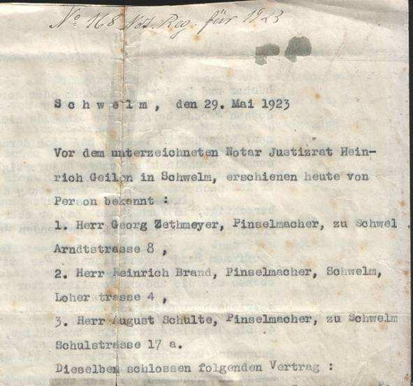 Heinz Erwin Zethmeyer Pinselmacherhandwerk und die Pinselindustrie in Schwelm Aufzeichnungen von Erwin Zethmeyer (*24. Januar 1914, 26.