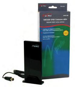 Antennen und Dosen DVB T Antenne aktiv (VHF/UHF) Die DVB 302 ist eine aktive Flachantenne für den Empfang von digital terrestrischen